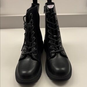 SO Black Lace-Up Combat Boots for Women